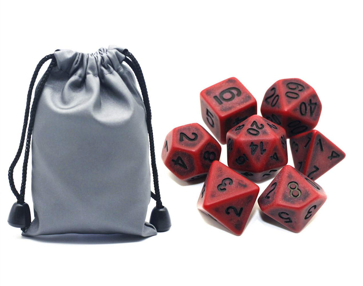 HD DND Dice Set – Ancient Scarlet Two-Tone 7-Die Polyhedral Dice for D&D, Pathfinder, MTG