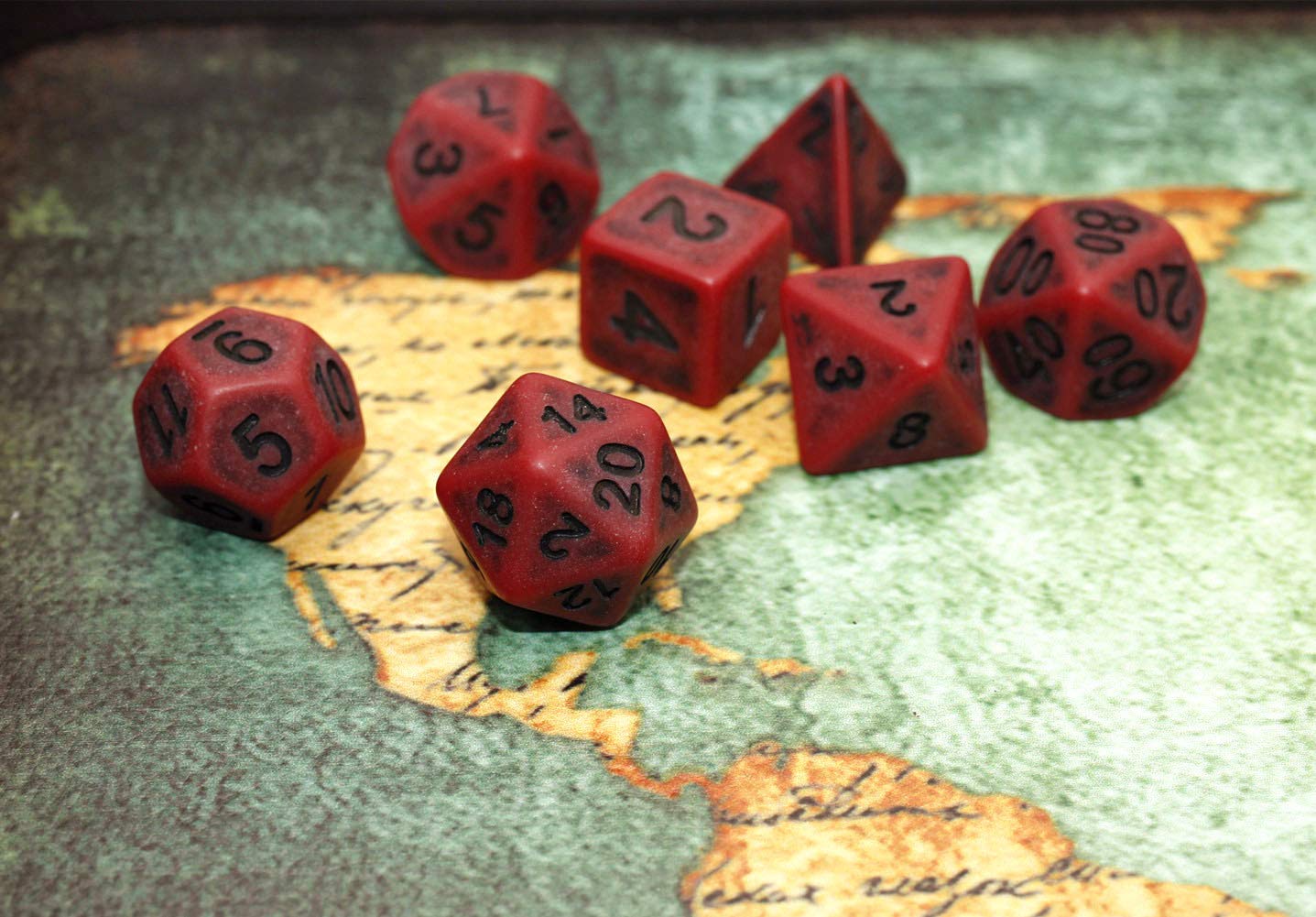 HD DND Dice Set – Ancient Scarlet Two-Tone 7-Die Polyhedral Dice for D&D, Pathfinder, MTG
