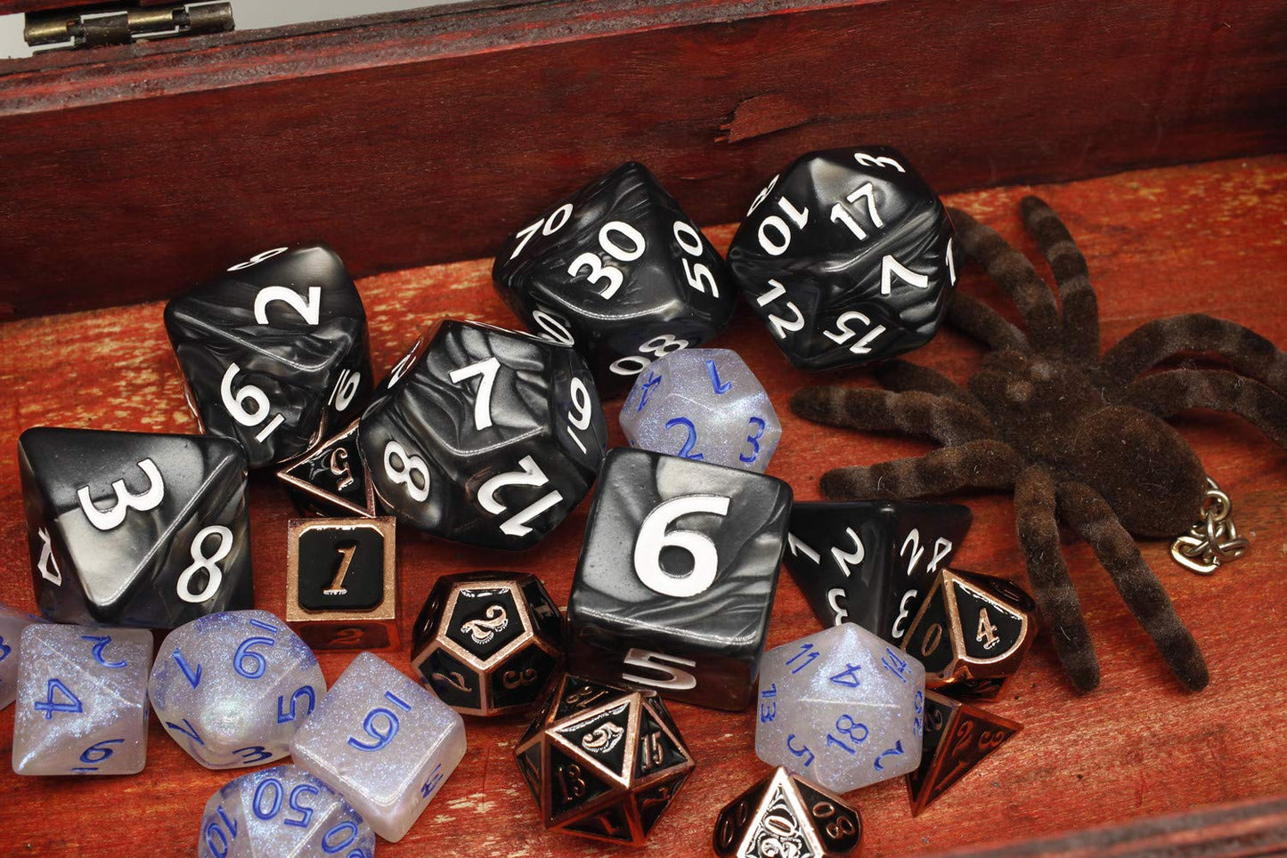 HD Giant Black 25mm D&D Dice Set – 7-Piece Polyhedral RPG Dice for D&D, Pathfinder, MTG