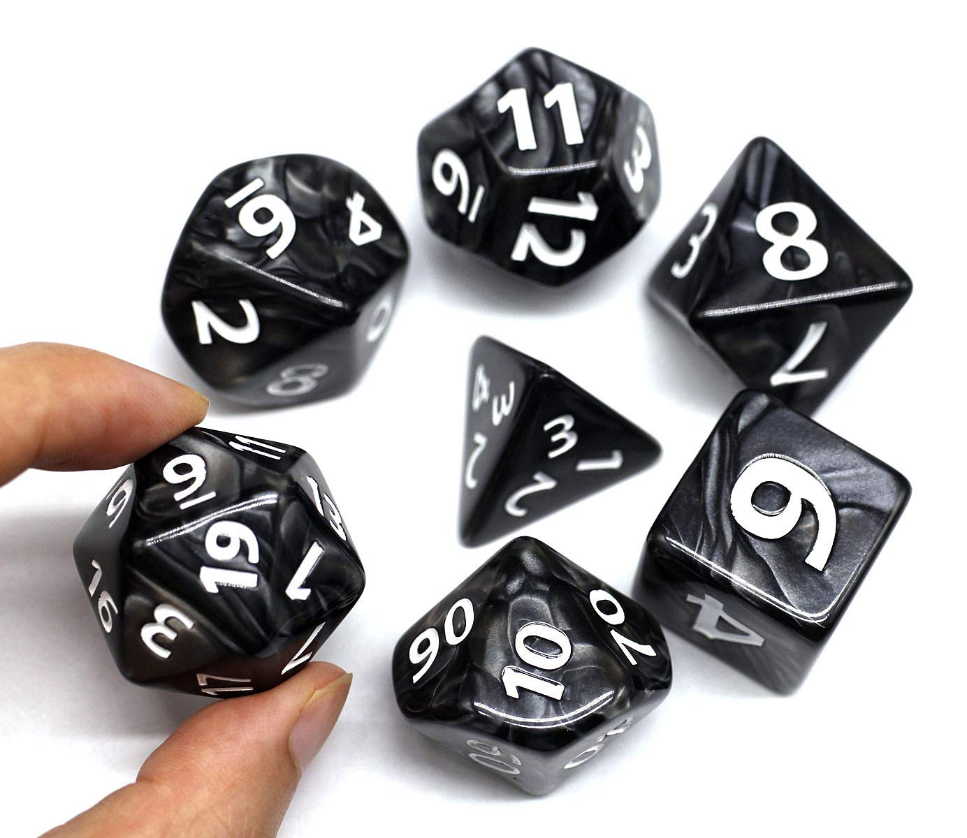 HD Giant Black 25mm D&D Dice Set – 7-Piece Polyhedral RPG Dice for D&D, Pathfinder, MTG