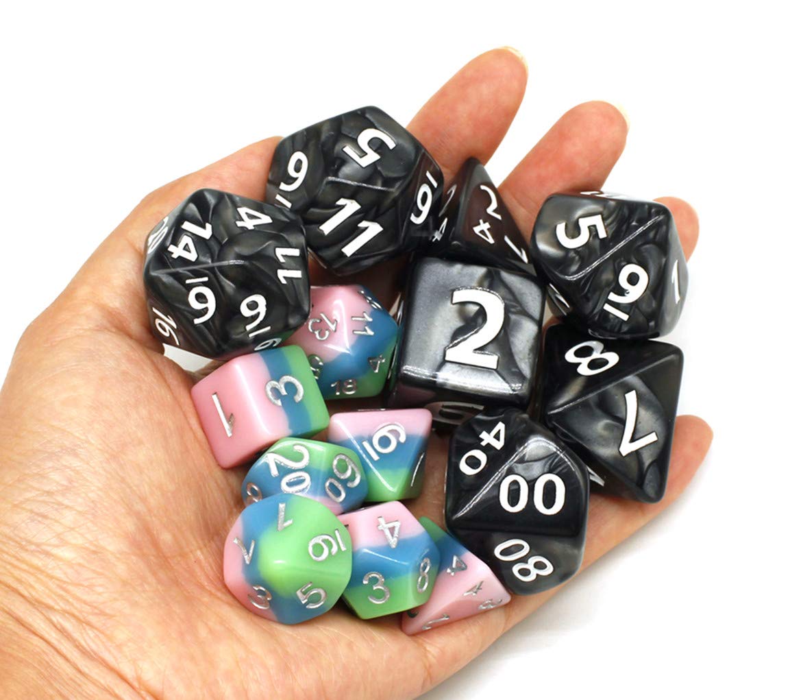 HD Giant Black 25mm D&D Dice Set – 7-Piece Polyhedral RPG Dice for D&D, Pathfinder, MTG