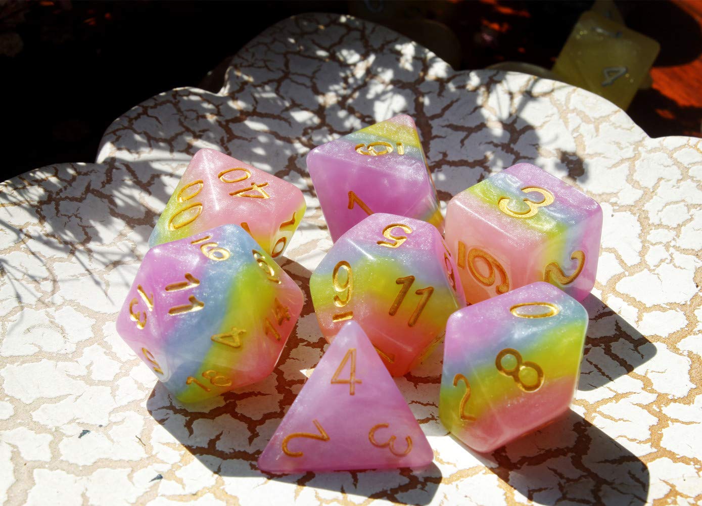 HD Rainbow Candy Polyhedral Dice Set – 7 Die RPG Dice for D&D, MTG, Pathfinder