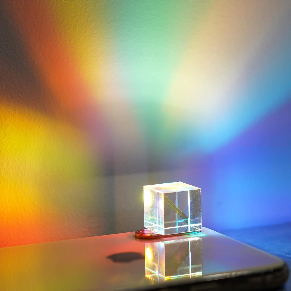 HDCRYSTALGIFTS Mini K9 Crystal Prism Cube – RGB Dispersion