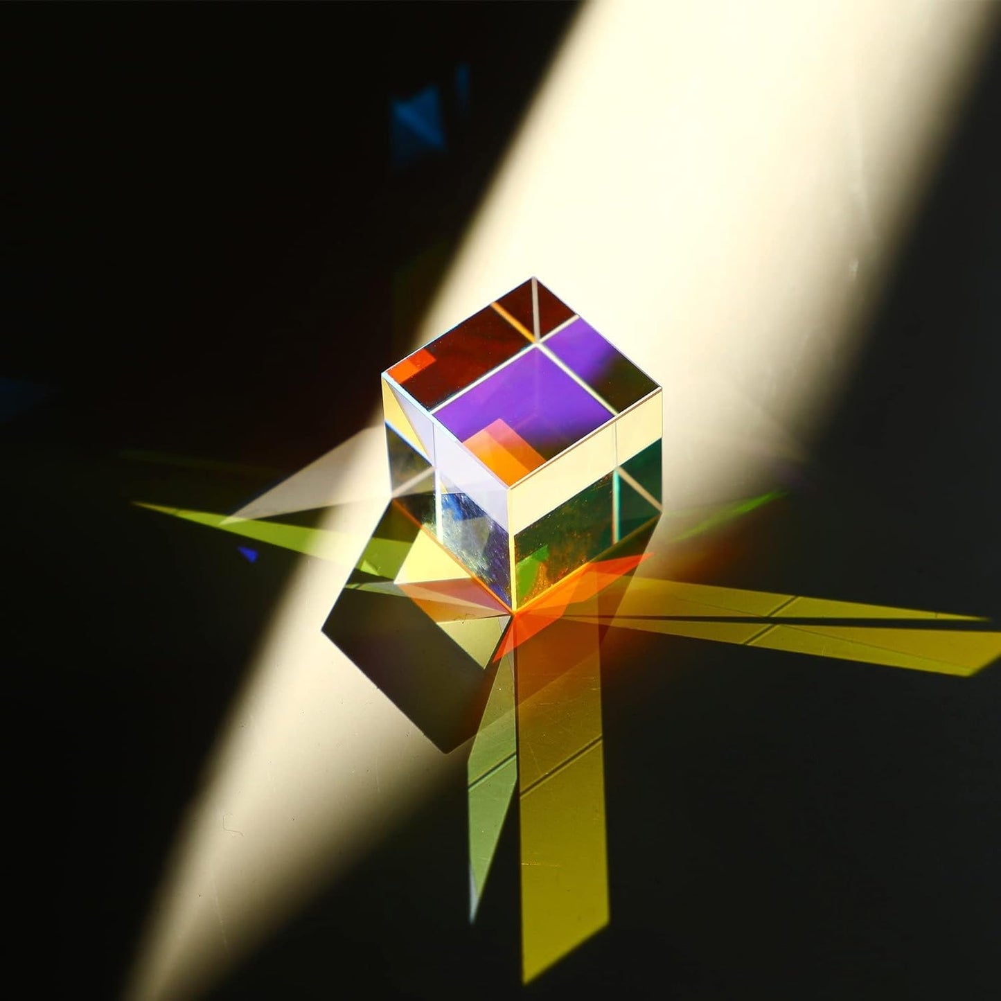 HDCRYSTALGIFTS Mini K9 Crystal Prism Cube – RGB Dispersion