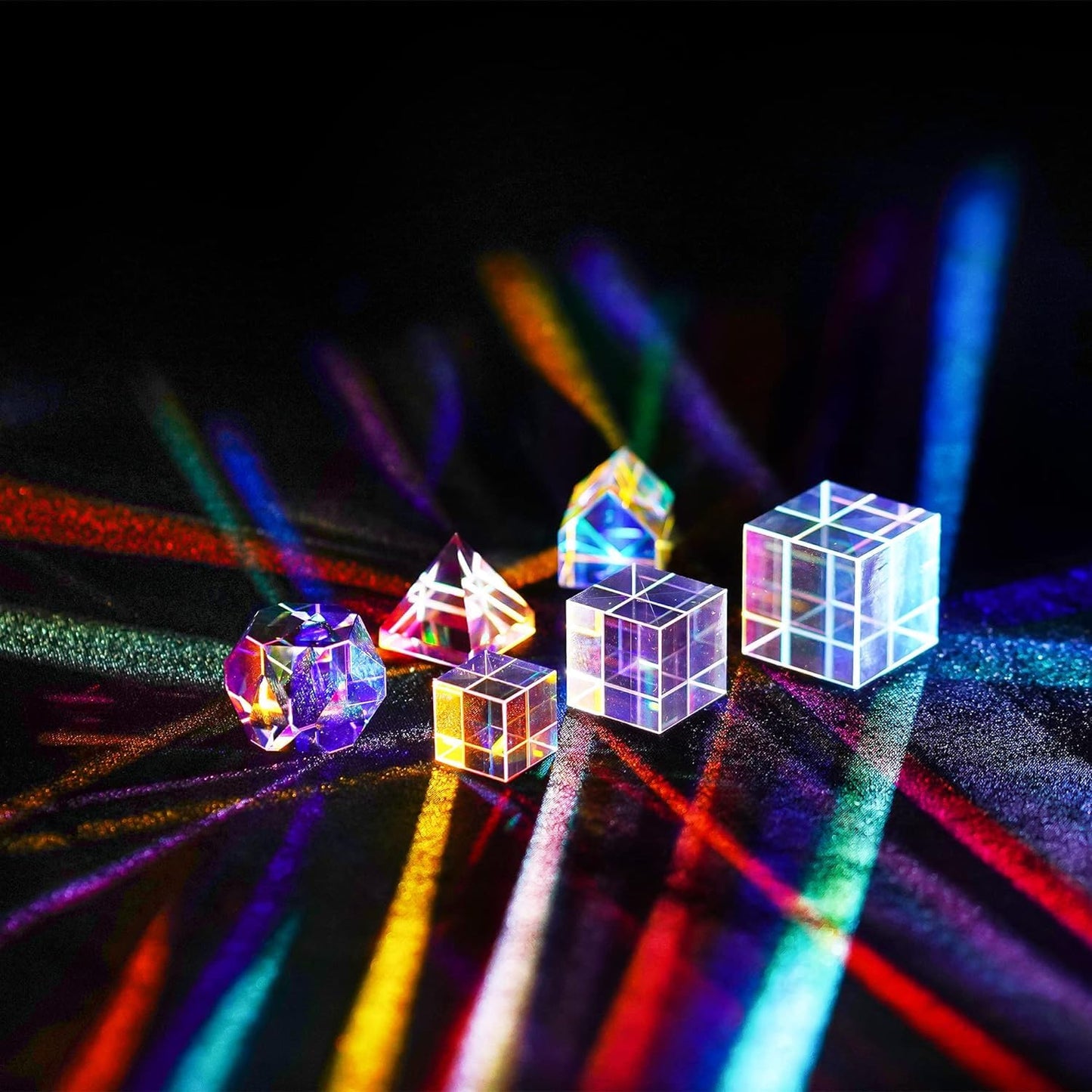 HDCRYSTALGIFTS Mini K9 Crystal Prism Cube – RGB Dispersion