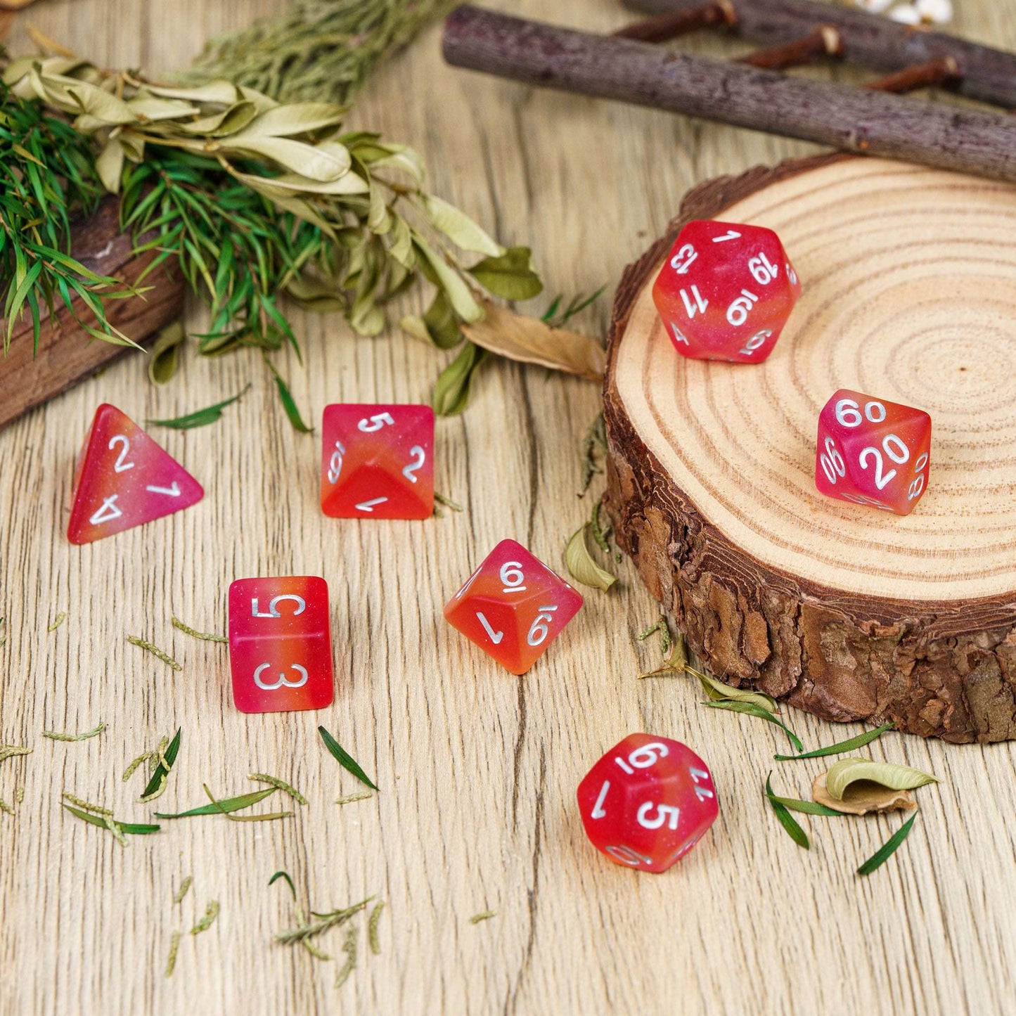 HDdais Lesbian-Pride 7PCS DND Dice Set | Resin Flag D&D Dice for RPGs
