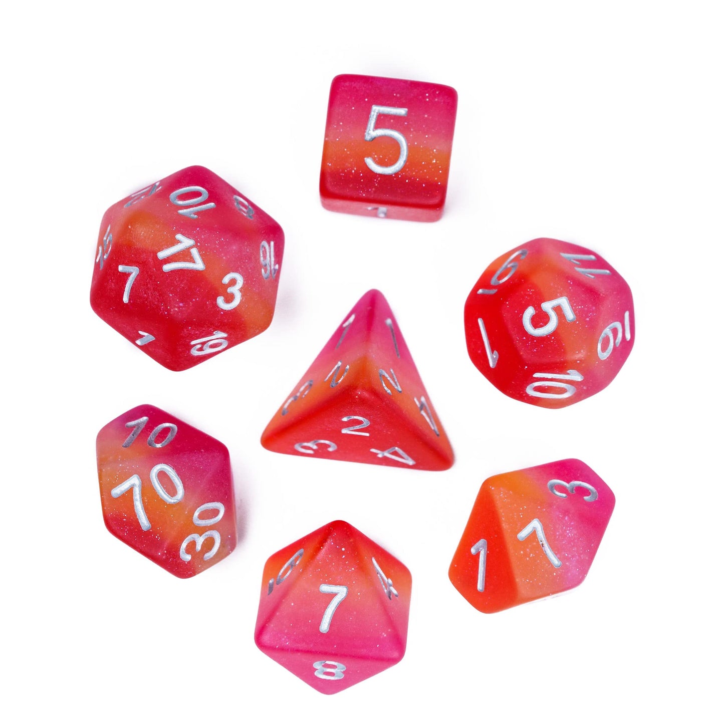 HDdais Lesbian-Pride 7PCS DND Dice Set | Resin Flag D&D Dice for RPGs