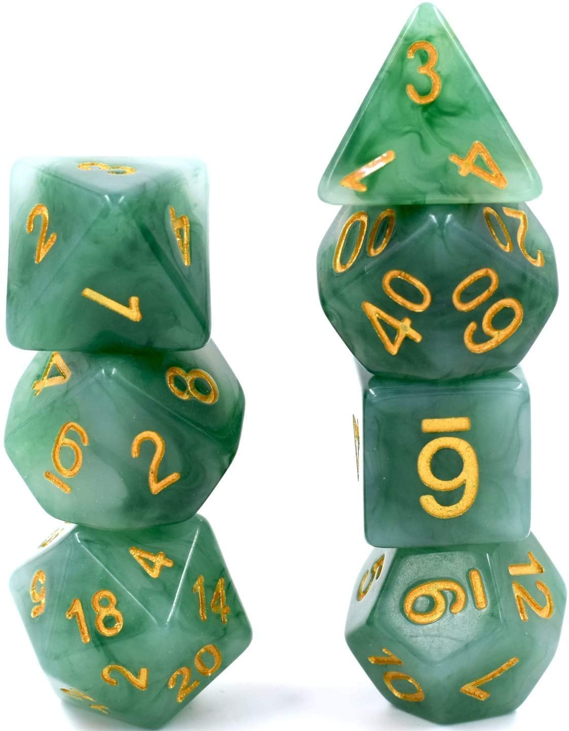 HDdais Jade Green Polyhedral DND Dice Set – 7-Die Resin RPG Dice for D&D