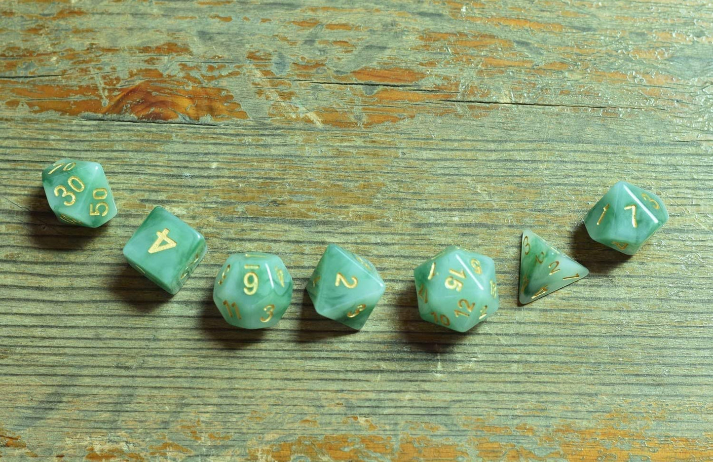 HDdais Jade Green Polyhedral DND Dice Set – 7-Die Resin RPG Dice for D&D