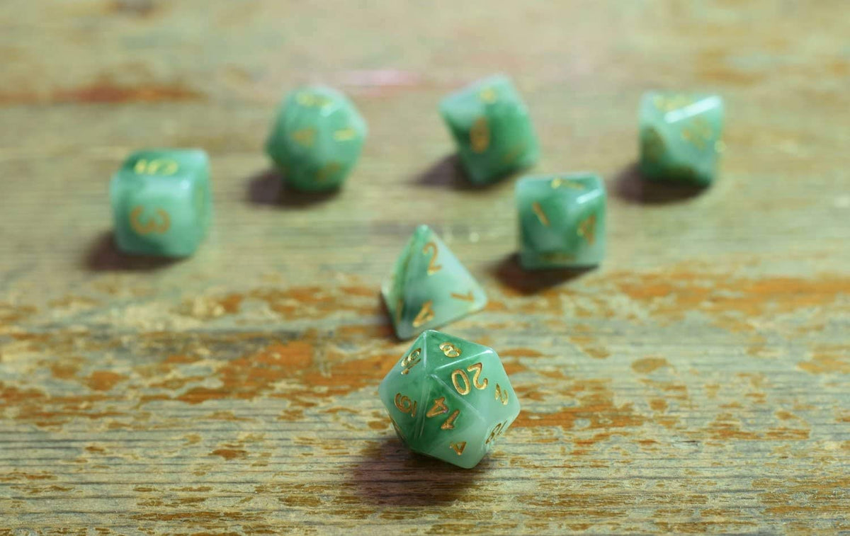 HDdais Jade Green Polyhedral DND Dice Set – 7-Die Resin RPG Dice for D&D