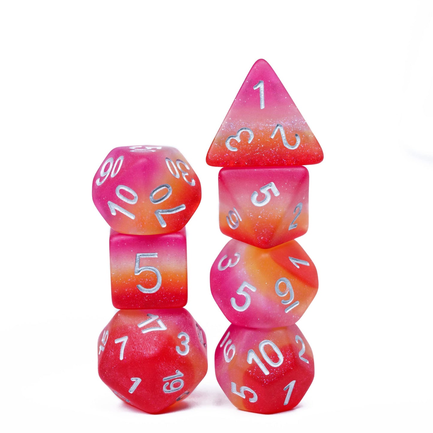 HDdais Lesbian-Pride 7PCS DND Dice Set | Resin Flag D&D Dice for RPGs