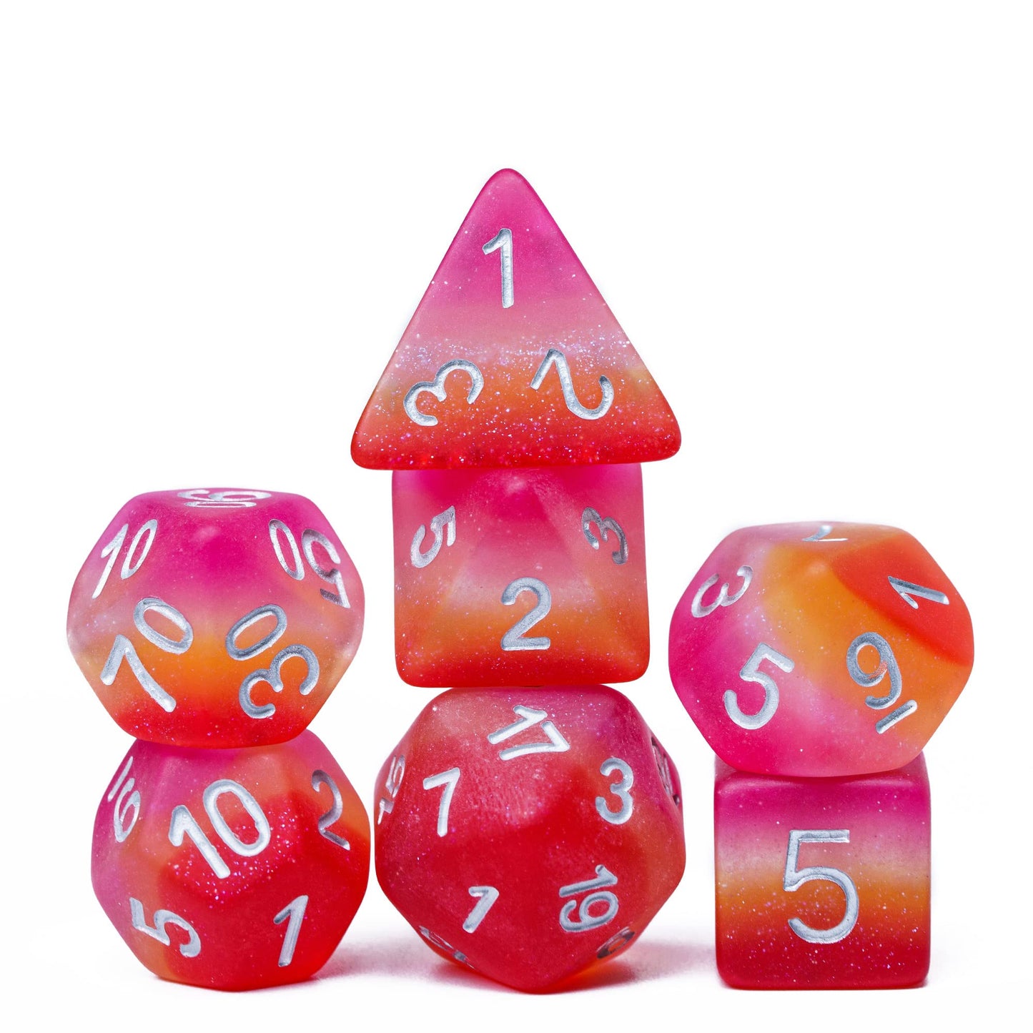 HDdais Lesbian-Pride 7PCS DND Dice Set | Resin Flag D&D Dice for RPGs