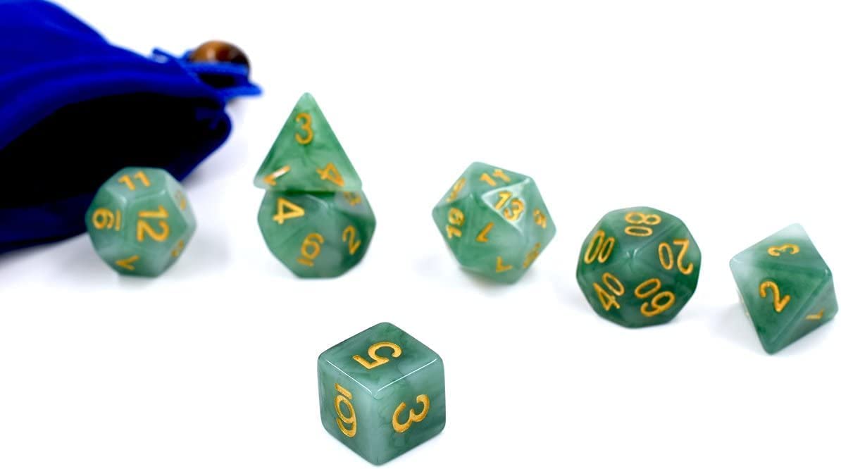 HDdais Jade Green Polyhedral DND Dice Set – 7-Die Resin RPG Dice for D&D