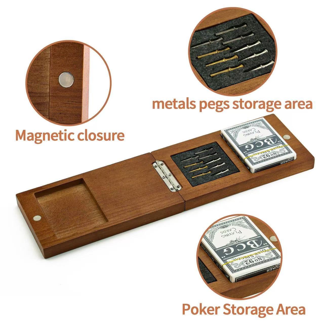 Hdsahdok Wooden Cribbage Board Game Set – Travel 3-Track Deluxe Kit