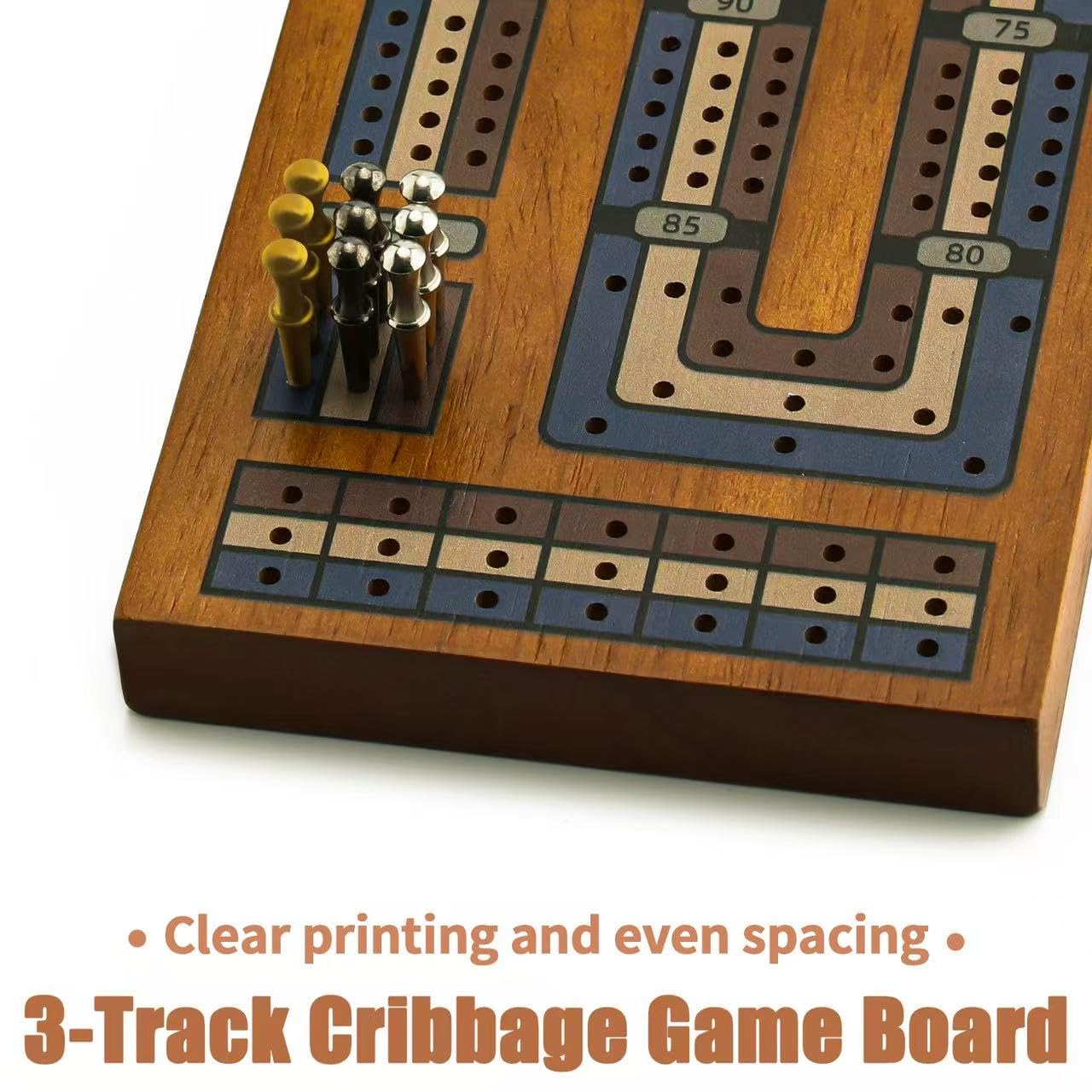 Hdsahdok Wooden Cribbage Board Game Set – Travel 3-Track Deluxe Kit