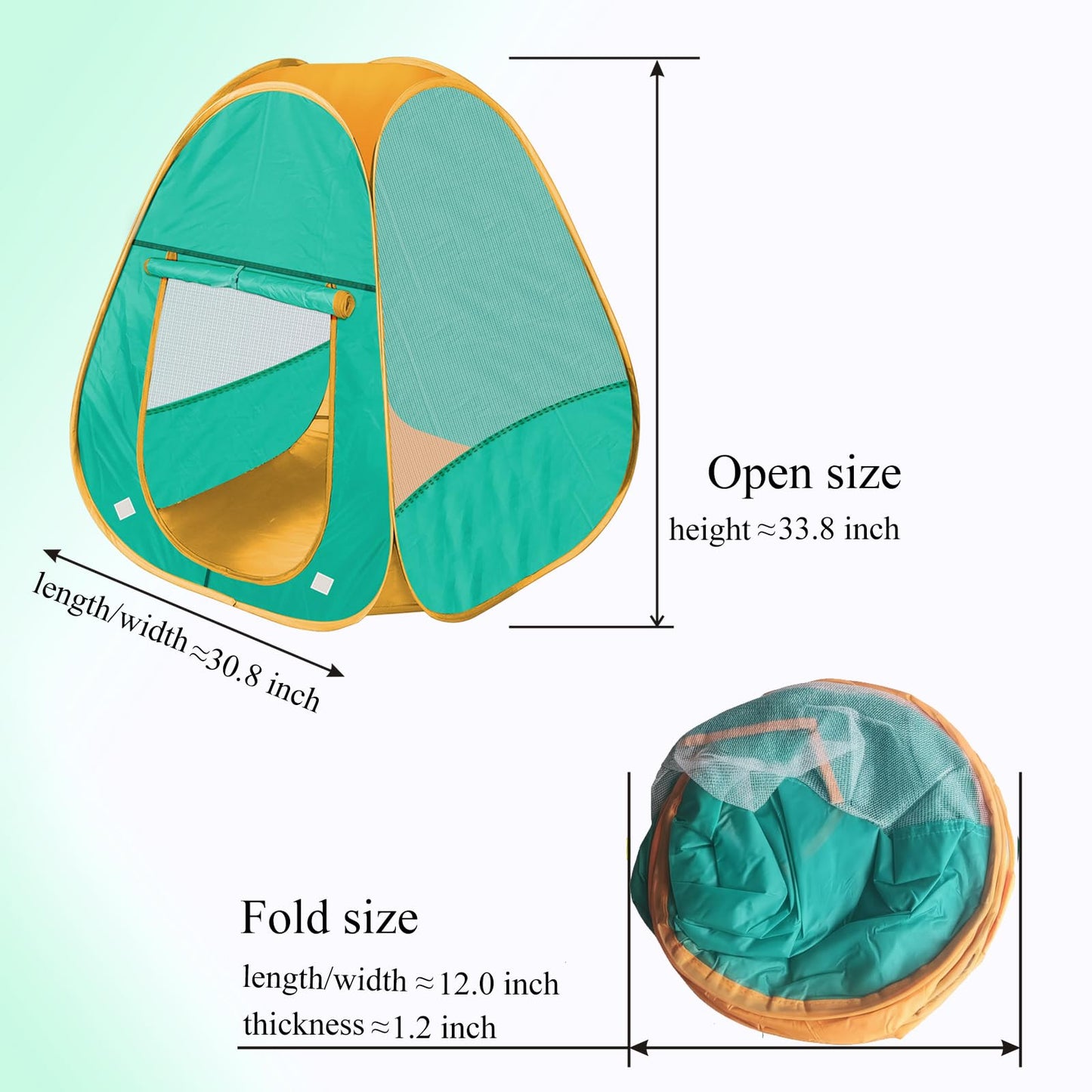 HDUAWHE 2-Pcs Kids Pop Up Play Tent – Foldable Indoor/Outdoor (Green & Orange)