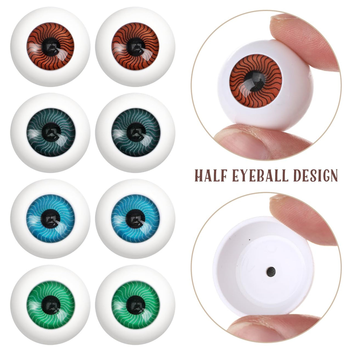 Healifty 8 Pieces Halloween Eyeballs - Acrylic Realistic Eyeballs for Props, Masks & Cosplay
