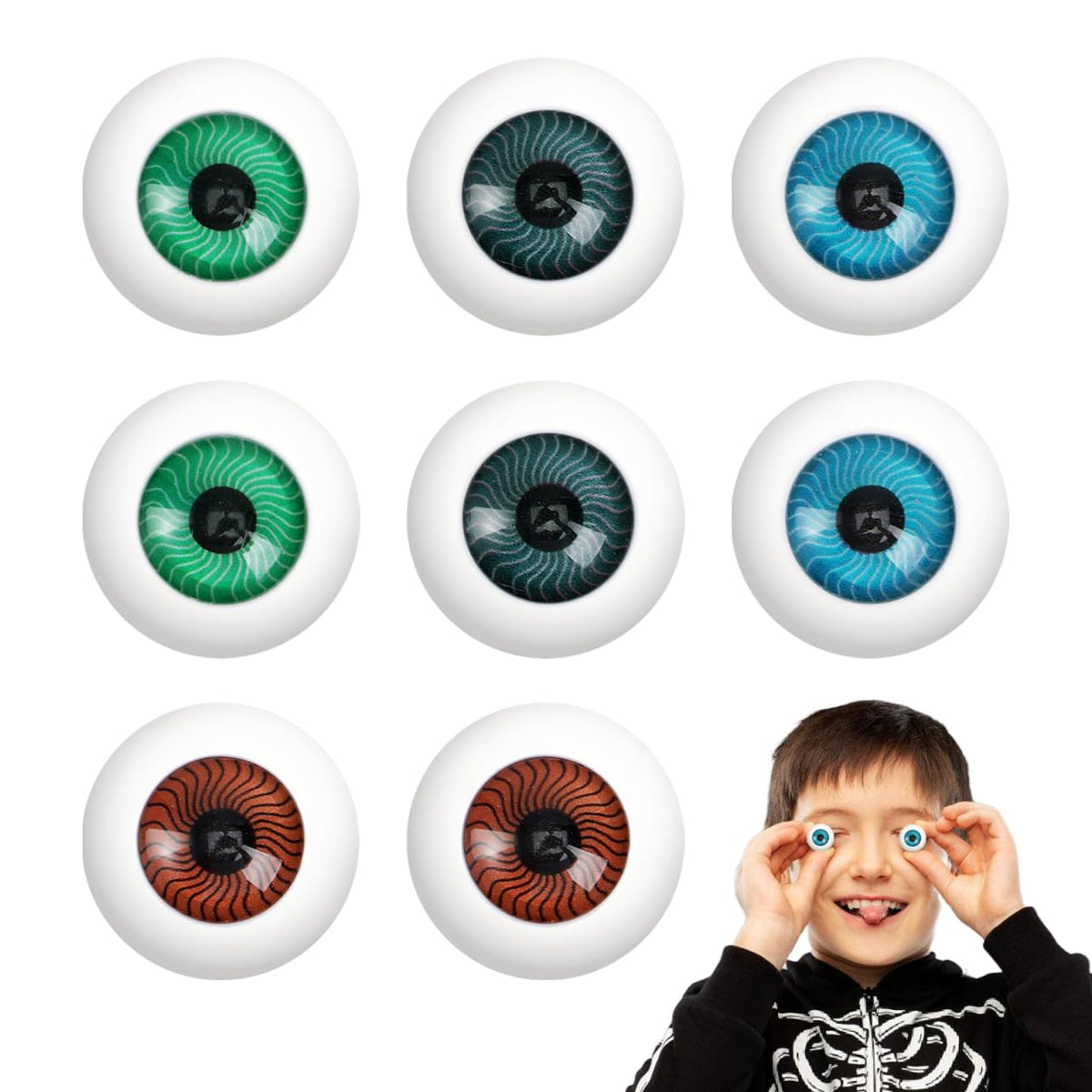 Healifty 8 Pieces Halloween Eyeballs - Acrylic Realistic Eyeballs for Props, Masks & Cosplay