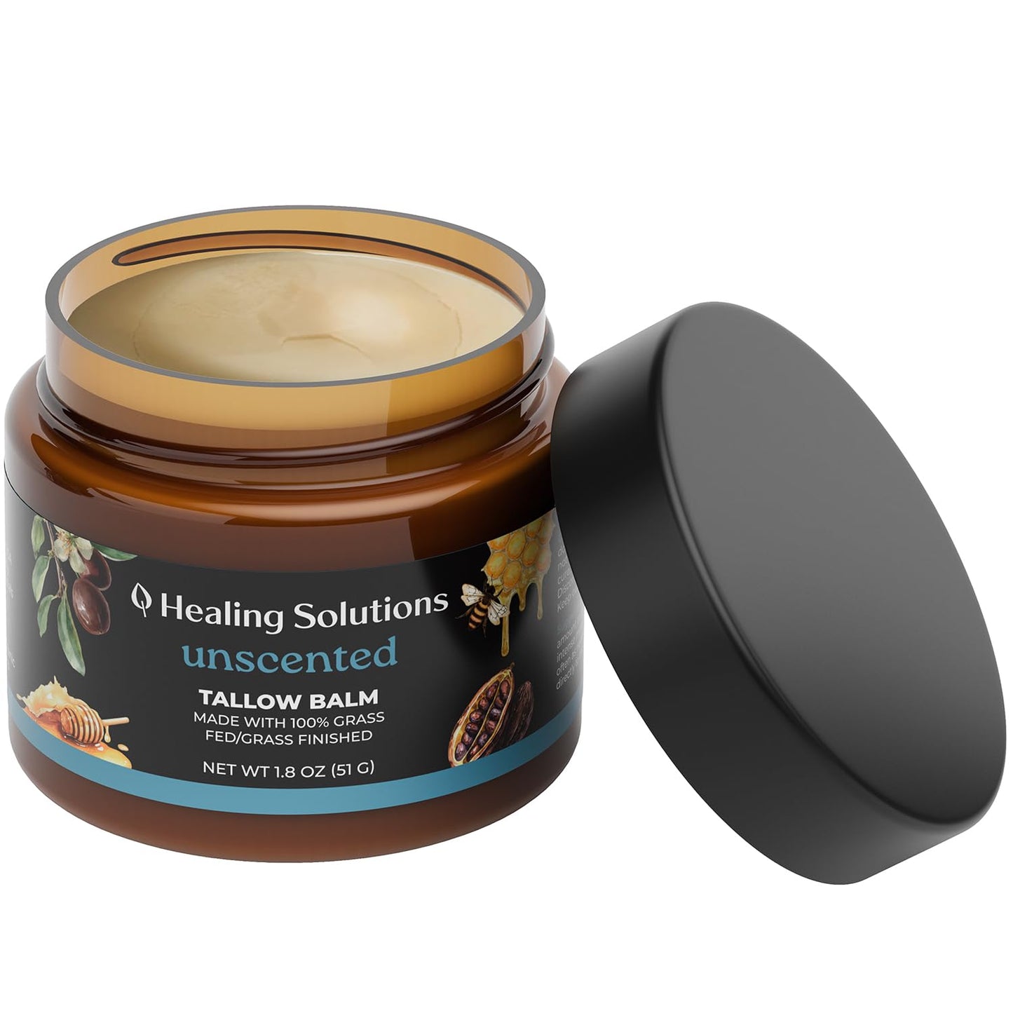 Healing Solutions Beef Tallow & Honey Balm for Face – 1.8oz, Unscented