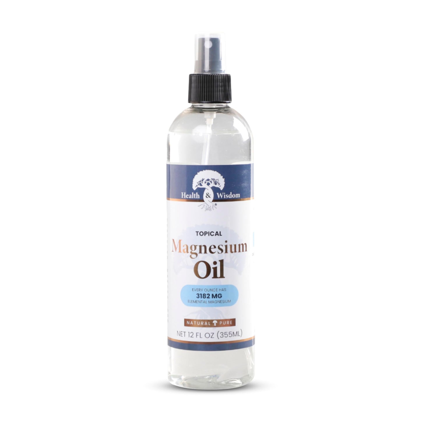 Health & Wisdom Pure Magnesium Oil – Topical Muscle & Joint Relief, Skin Moisturizer (12 oz)