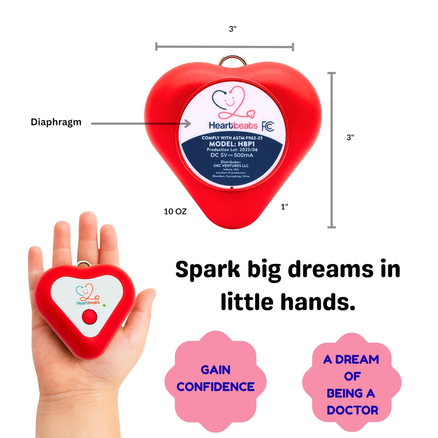 Heartbeats Electronic Stethoscope Toy – LED Display, 10x Amplification, STEM Learning for Kids 4+
