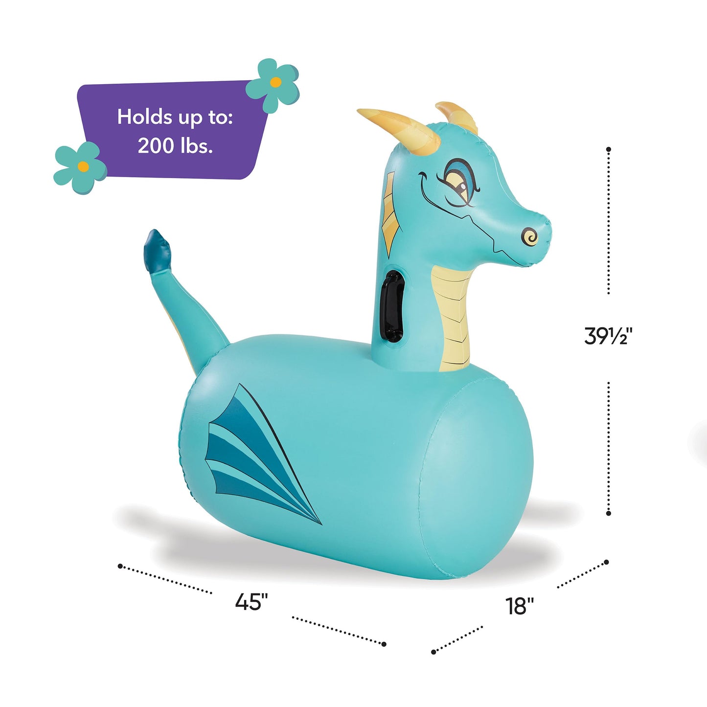 HearthSong Hop N Go Blue Dragon Inflatable Bouncer for Kids 5+ | Outdoor Ride-On Toy