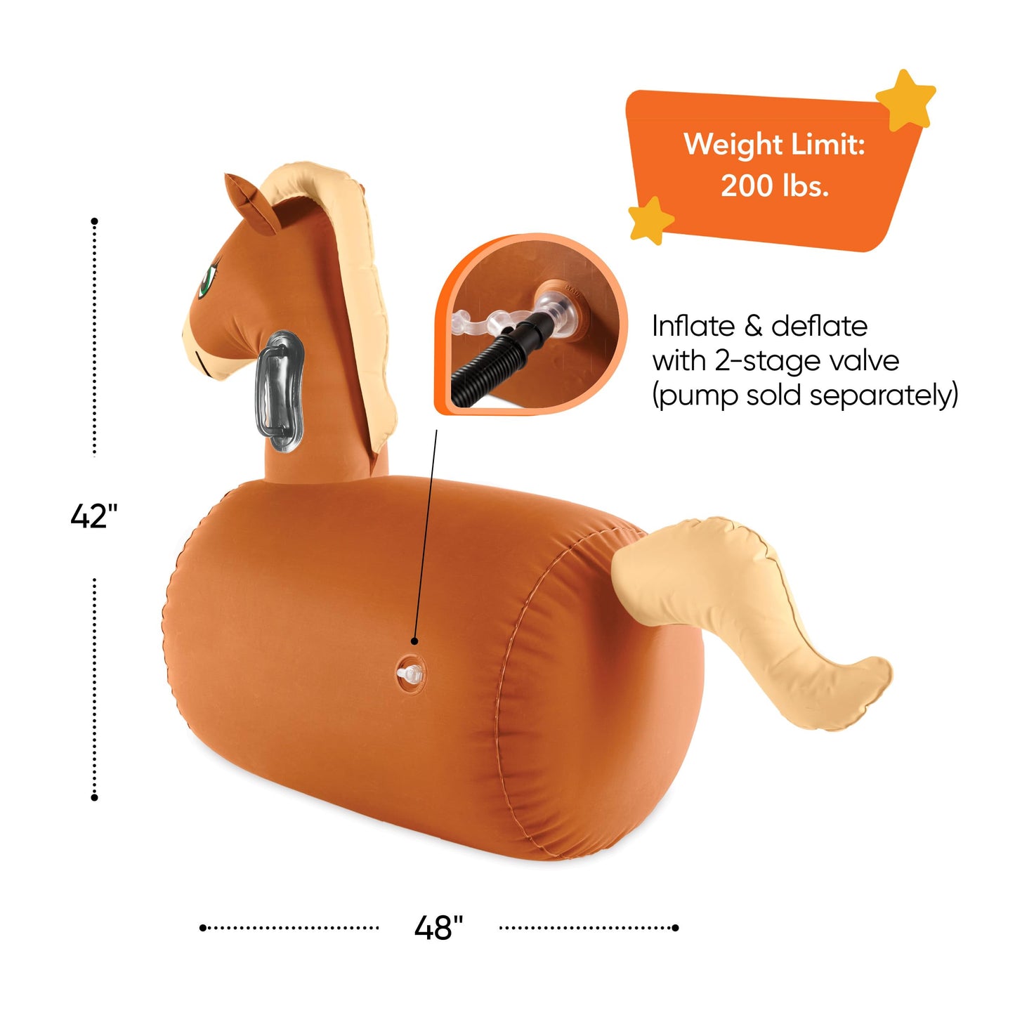 HearthSong Hop N Go Inflatable Horse – Kids’ Outdoor Riding Bouncy Toy (Ages 5+)