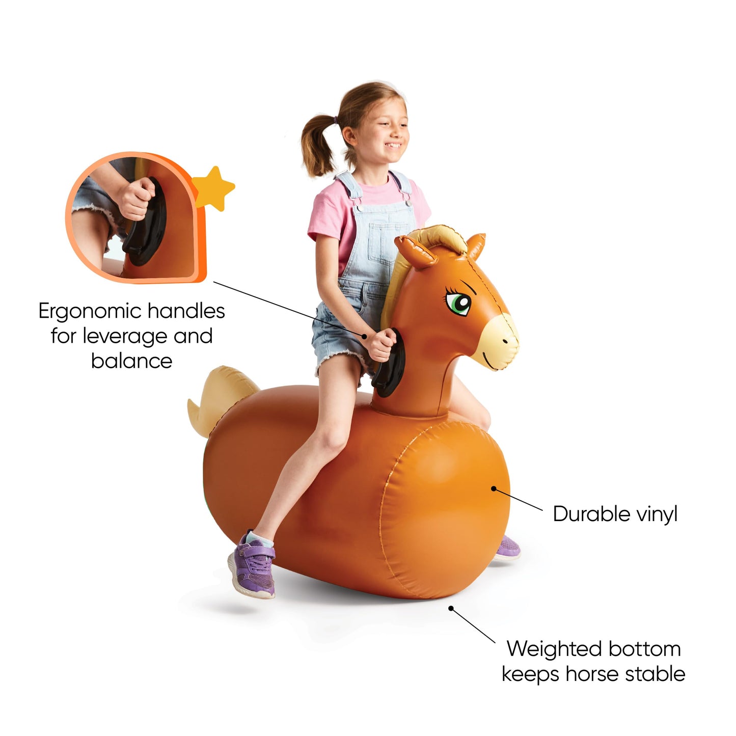 HearthSong Hop N Go Inflatable Horse – Kids’ Outdoor Riding Bouncy Toy (Ages 5+)