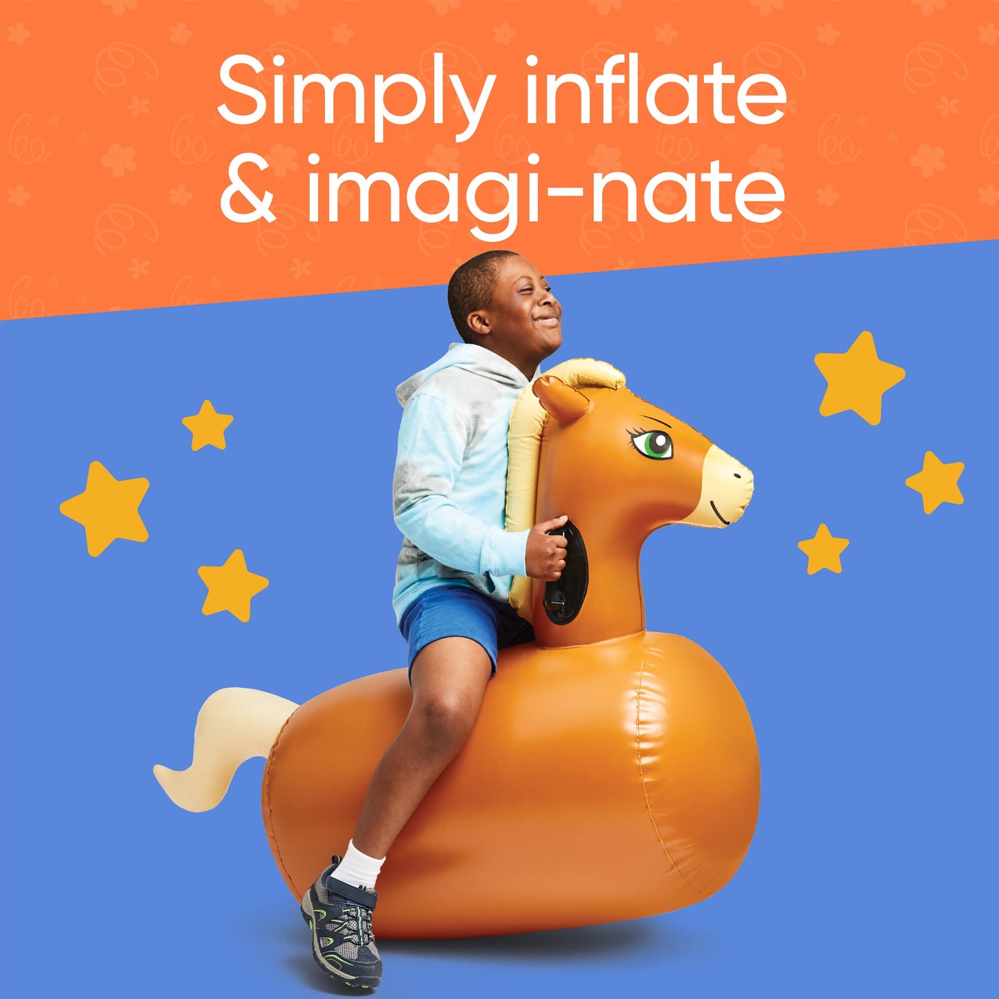 HearthSong Hop N Go Inflatable Horse – Kids’ Outdoor Riding Bouncy Toy (Ages 5+)