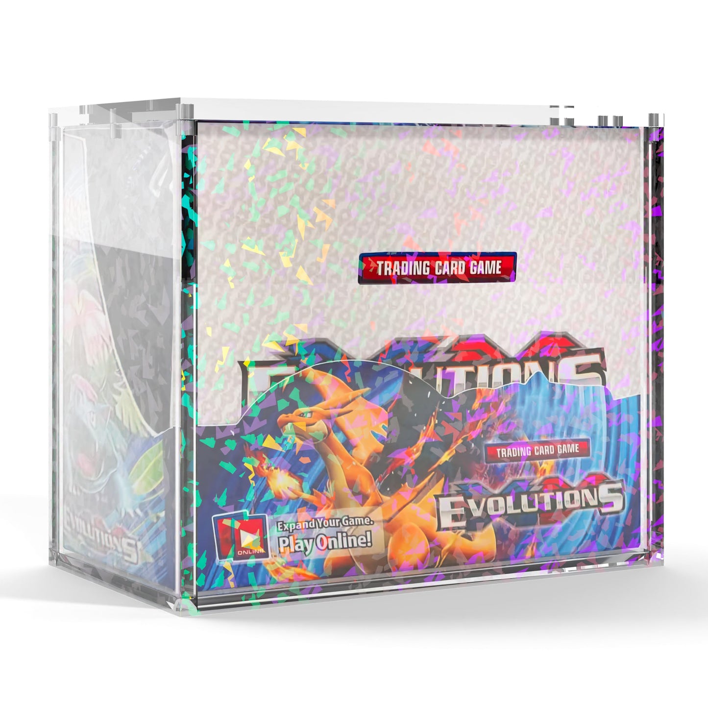 Heather & Willow PKMN ETB Acrylic Display Case with Holographic Foil — 5mm Thick Magnetic Protector