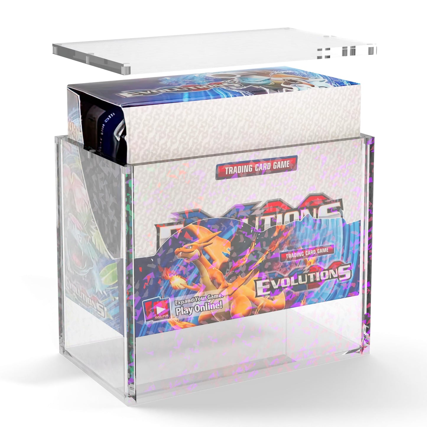 Heather & Willow PKMN ETB Acrylic Display Case with Holographic Foil — 5mm Thick Magnetic Protector