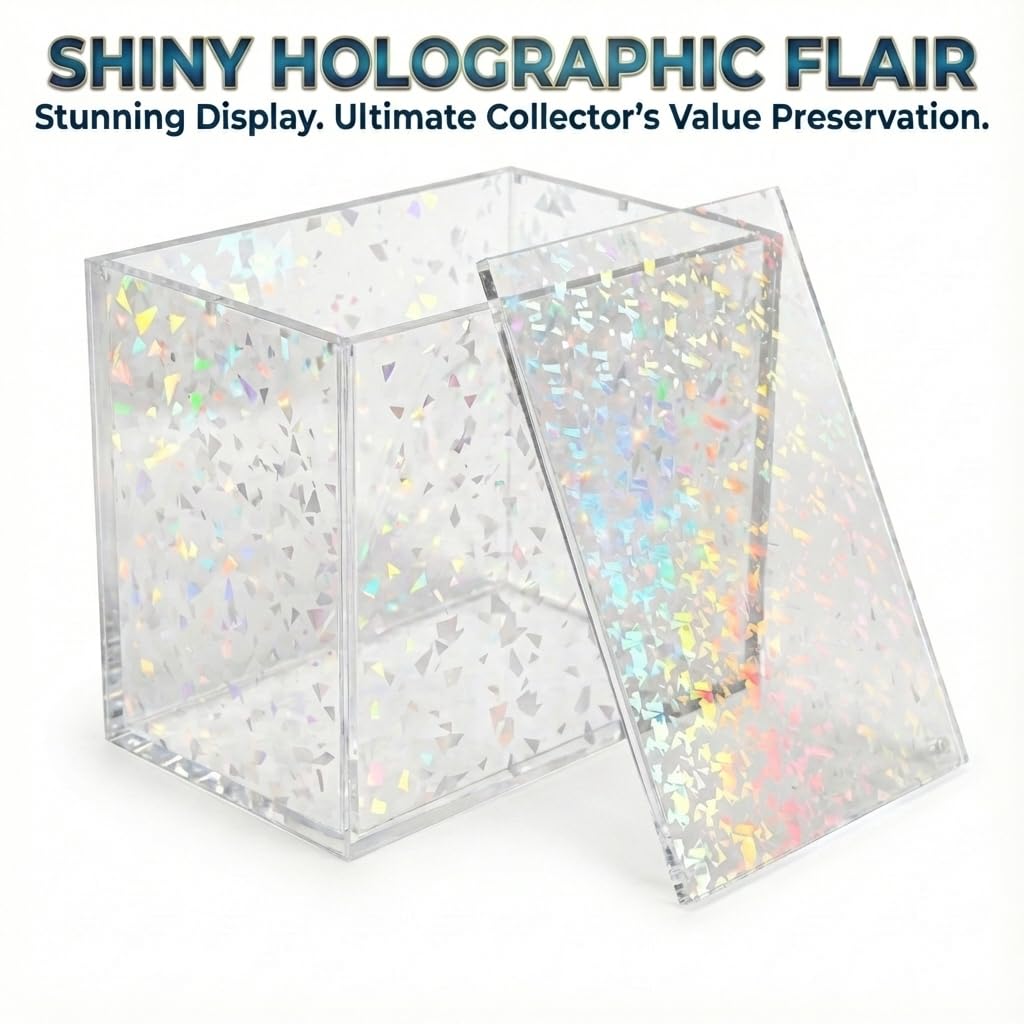 Heather & Willow PKMN ETB Acrylic Display Case with Holographic Foil — 5mm Thick Magnetic Protector