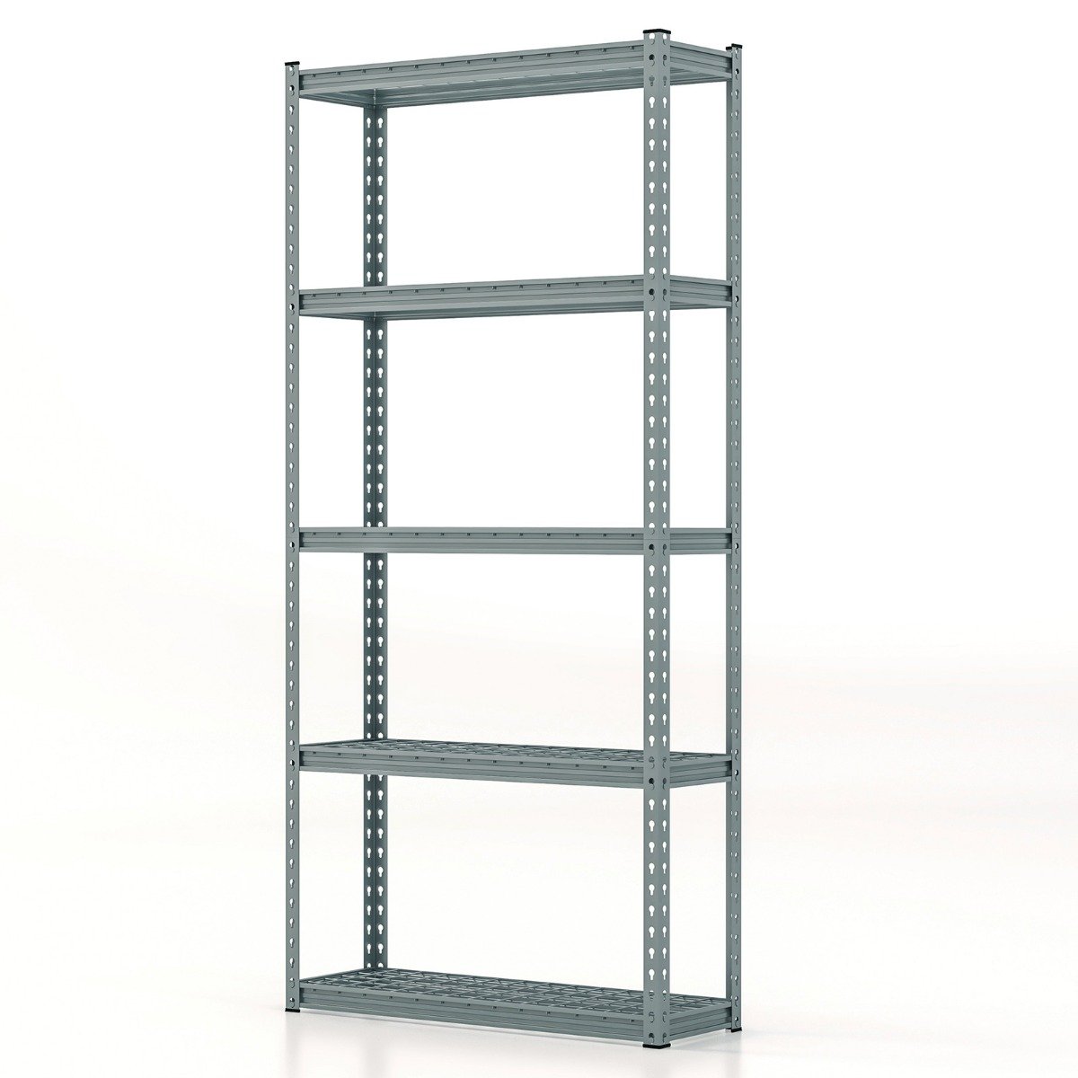 5-Tier Metal Shelving Unit with Anti-slip Foot Pad for Warehouse Kitchen-Black