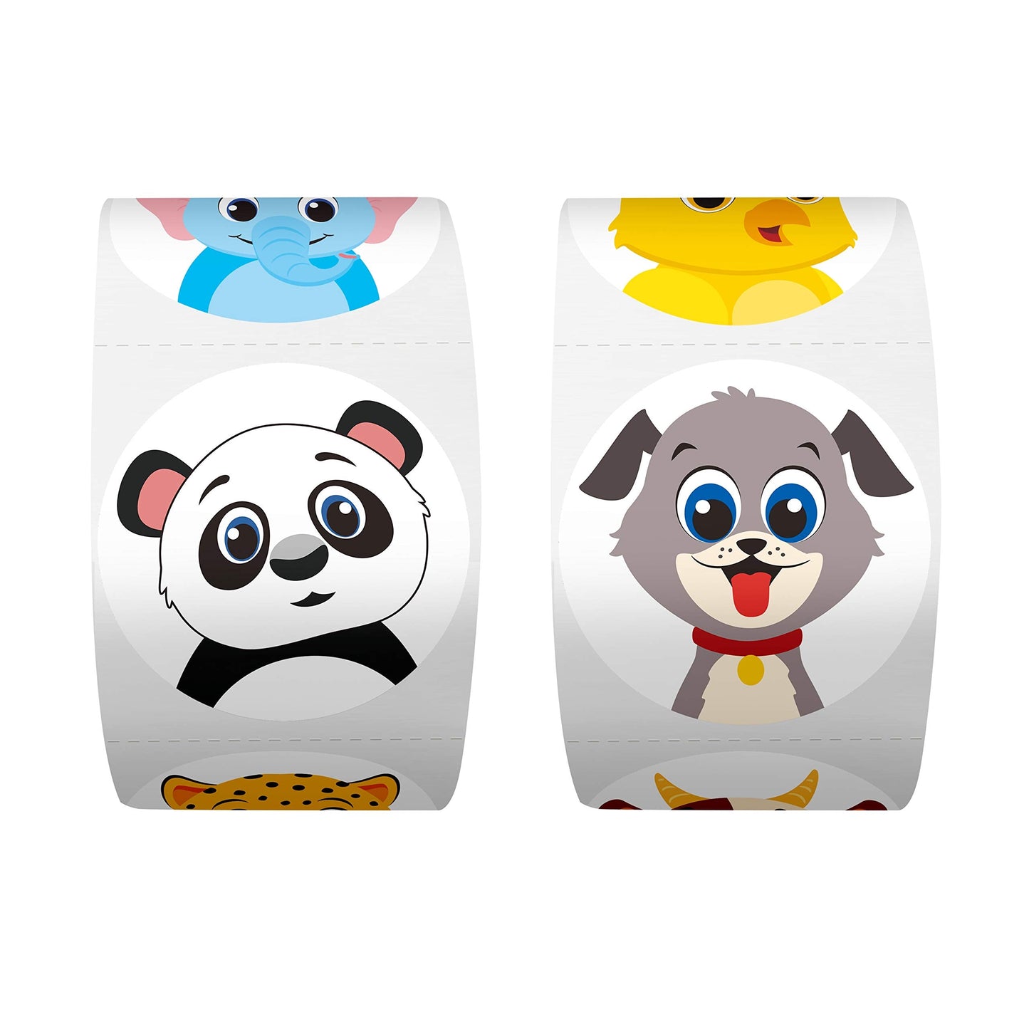 Hebayy 600 Round Animal Stickers – 16 Designs, Perforated Rolls, 1.5 Inch Diameter