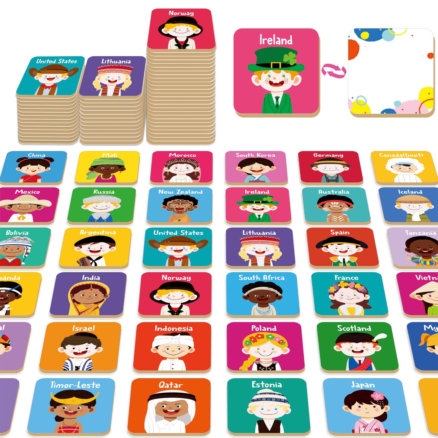 Hebayy 72 PCS Memory Matching Game – 36 Pairs of Faces for Preschool Learning