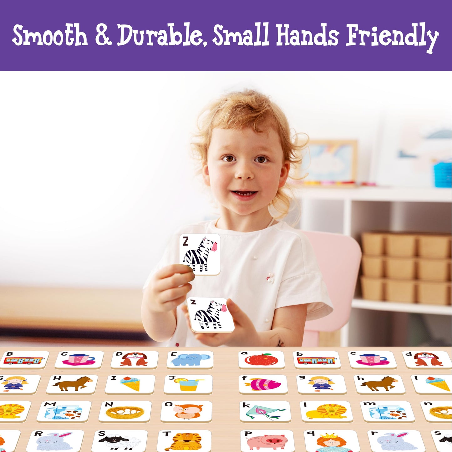 Hebayy 52-Piece Alphabet Memory Game: Uppercase & Lowercase Letter Matching for Kids 3+