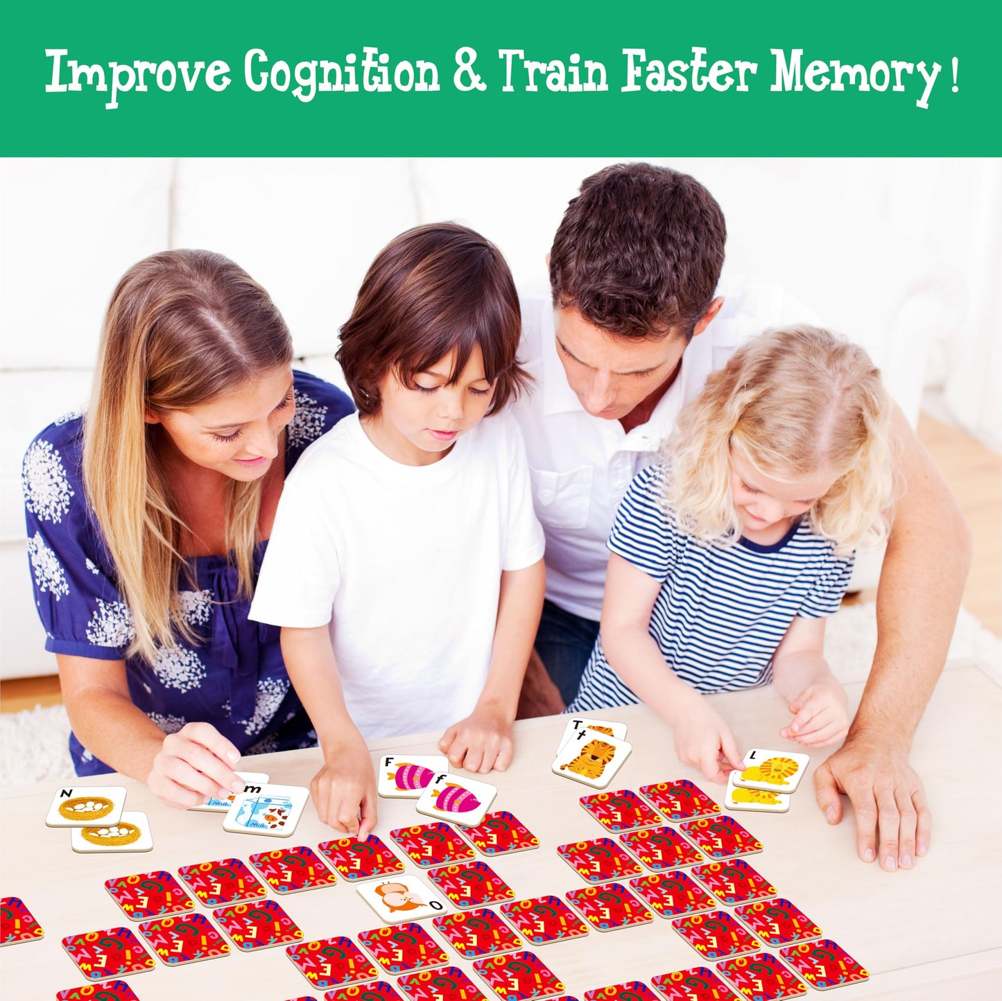 Hebayy 52-Piece Alphabet Memory Game: Uppercase & Lowercase Letter Matching for Kids 3+