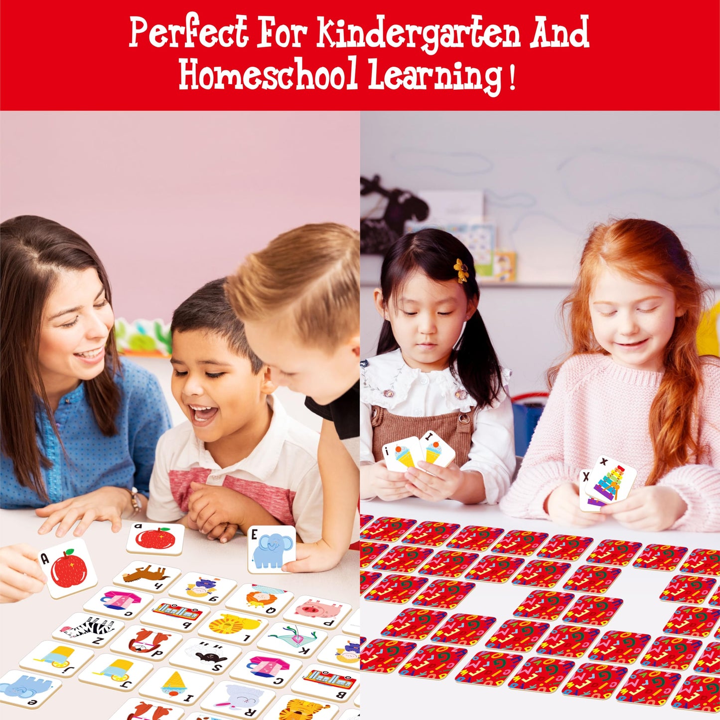 Hebayy 52-Piece Alphabet Memory Game: Uppercase & Lowercase Letter Matching for Kids 3+