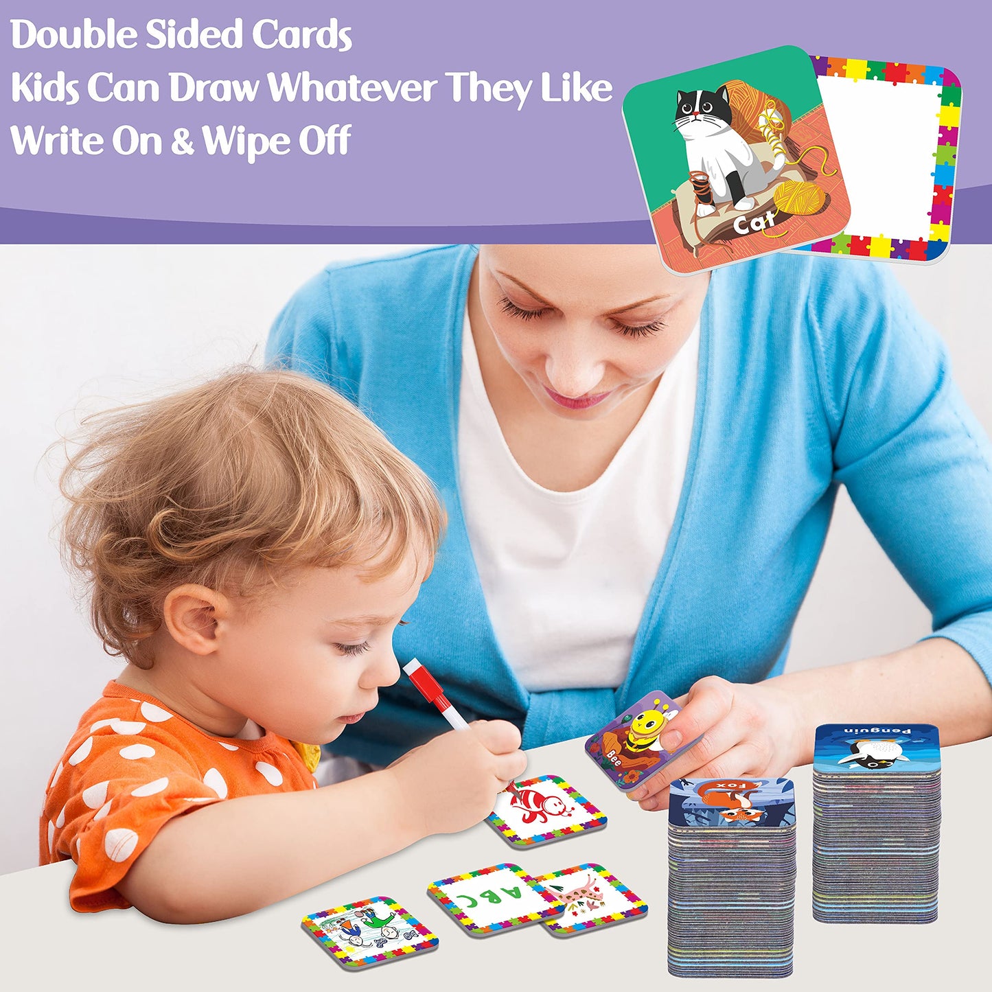 Hebayy 36-Pair Animal Matching Memory Game — Erasable, Durable & Travel-Friendly