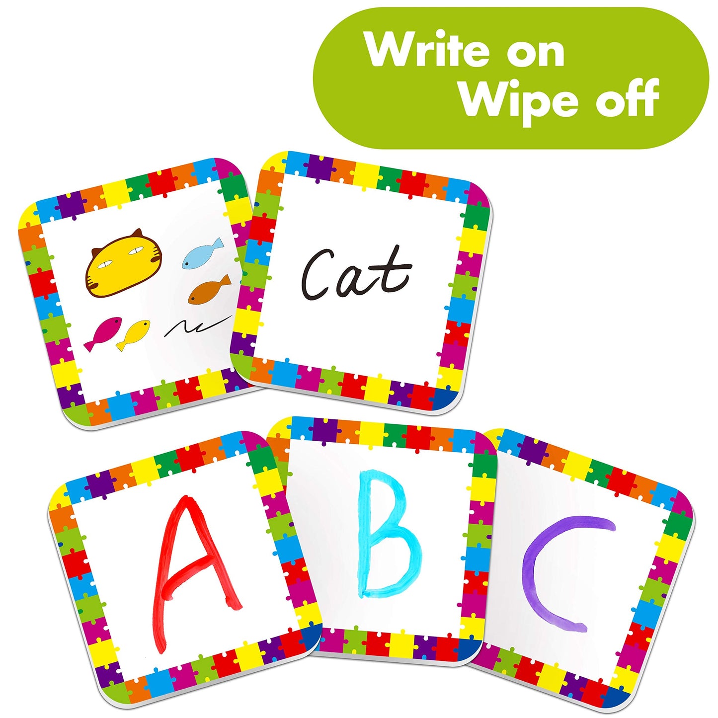Hebayy 36 Pair Animals Matching Game Cards – Erasable Flash Cards for Kids (72 pcs, 2x2 inches)