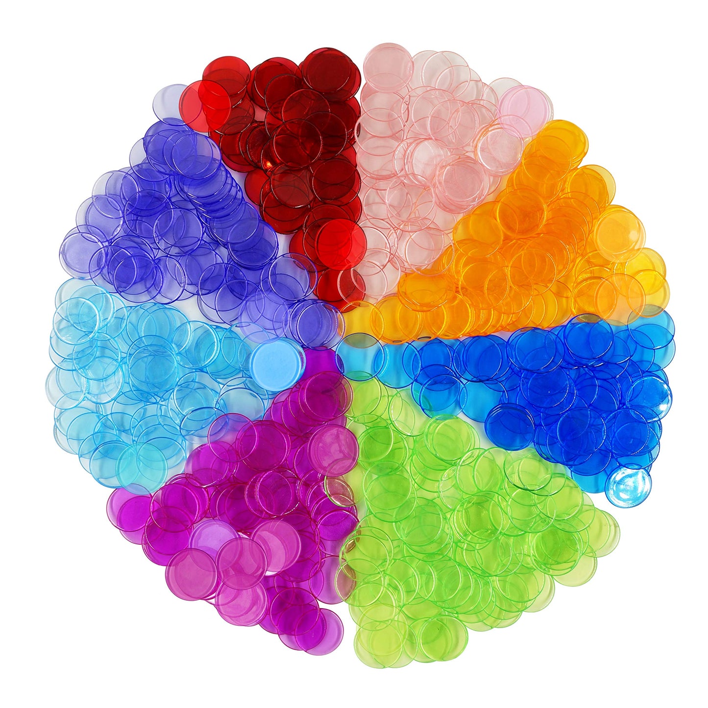Hebayy 500 Transparent 8-Color Bingo Chips – 3/4 Inch Plastic Markers (Pack of 500)