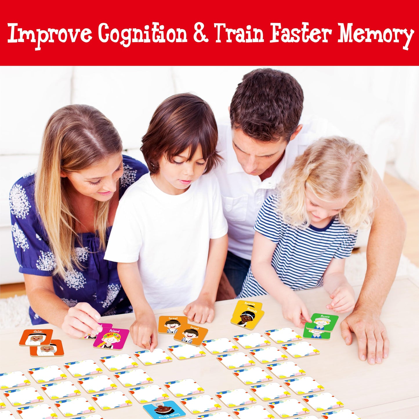 Hebayy 72 PCS Memory Matching Game – 36 Pairs of Faces for Preschool Learning