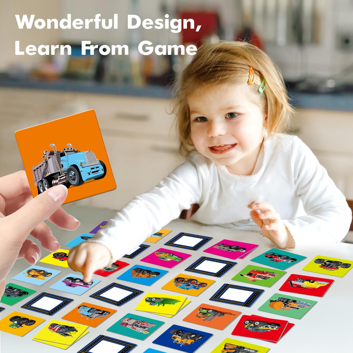 Hebayy Truck Matching Game – 72-Card Transportation Memory Cards for Toddlers & Preschoolers (Ages 4–6)
