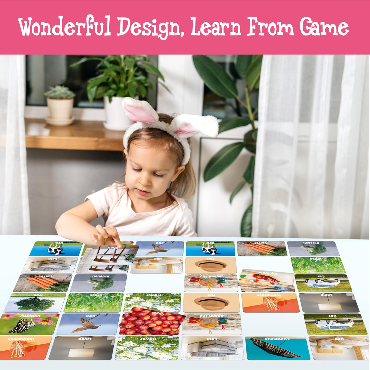 Hebayy 80 Pcs Daily Items Matching Game – 40 Pairs Memory Cards for Kids 3+ | Educational Matching Toy