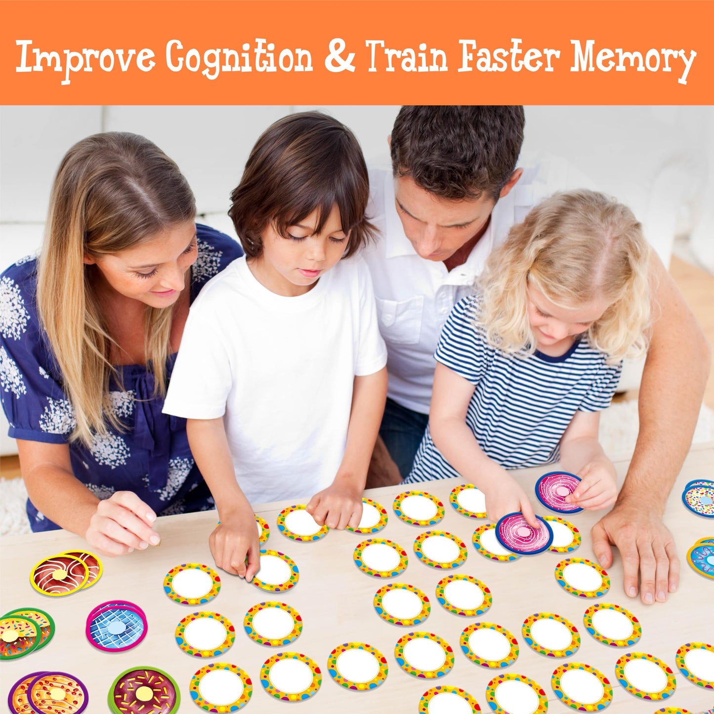 Hebayy 52-Pcs Donut Matching Game – 26 Dessert Card Designs for Memory & Learning (Ages 4–6)