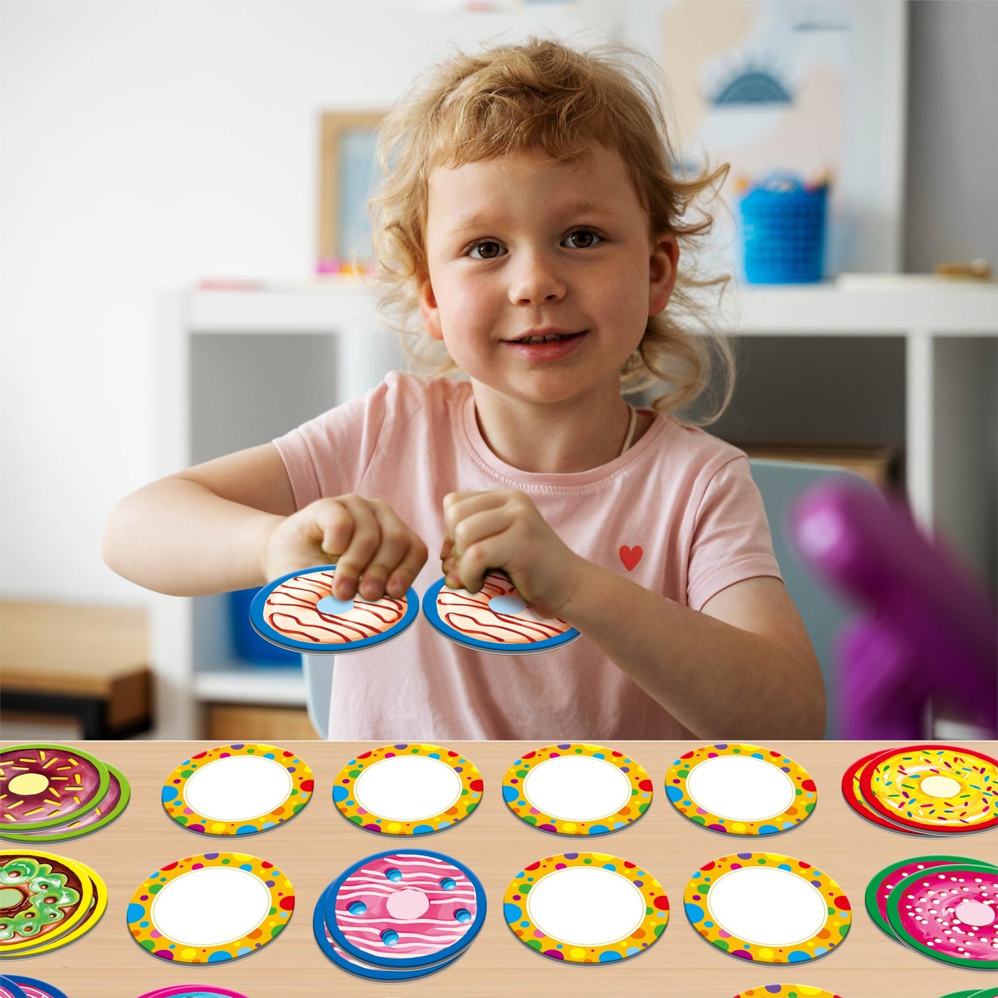 Hebayy 52-Pcs Donut Matching Game – 26 Dessert Card Designs for Memory & Learning (Ages 4–6)