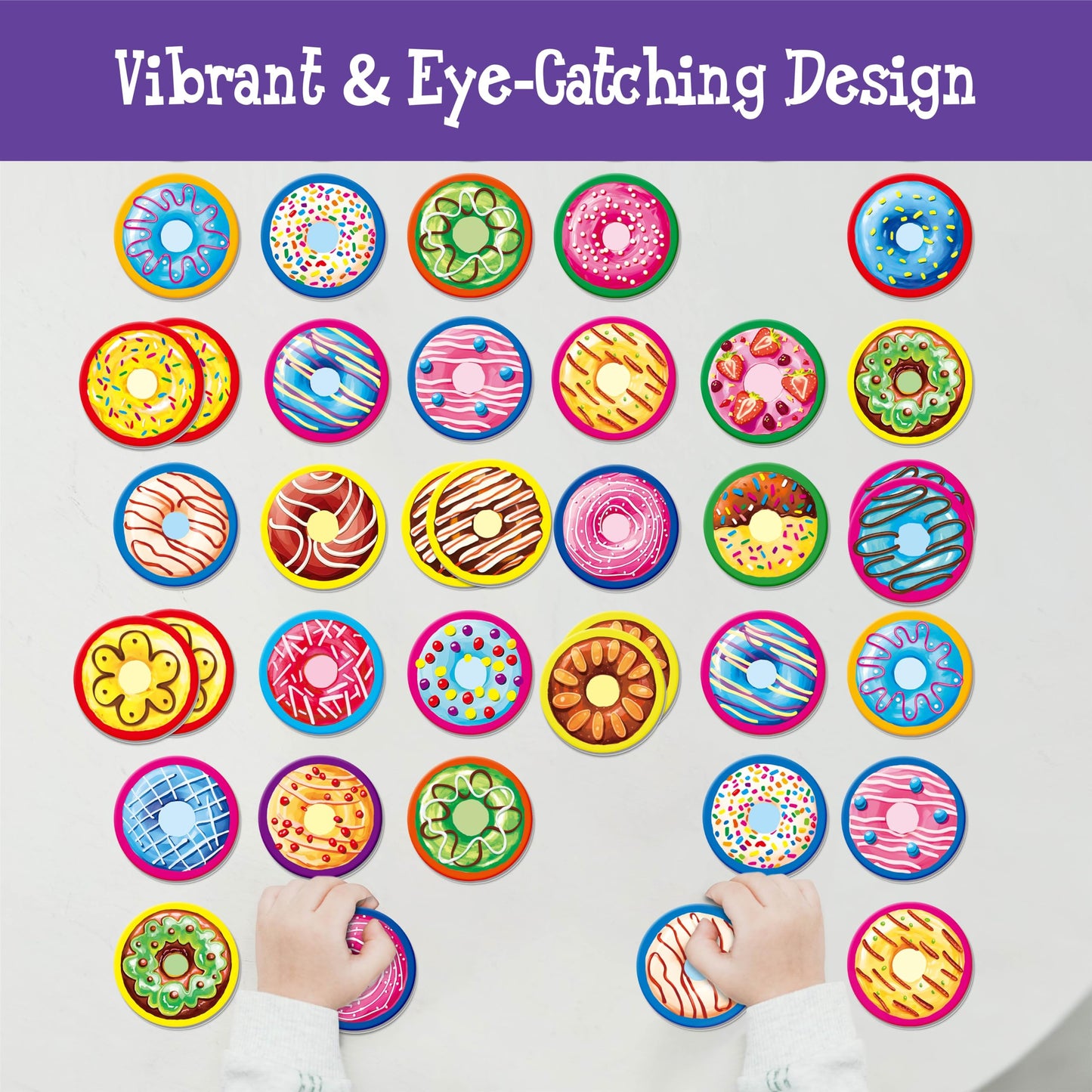 Hebayy 52-Pcs Donut Matching Game – 26 Dessert Card Designs for Memory & Learning (Ages 4–6)