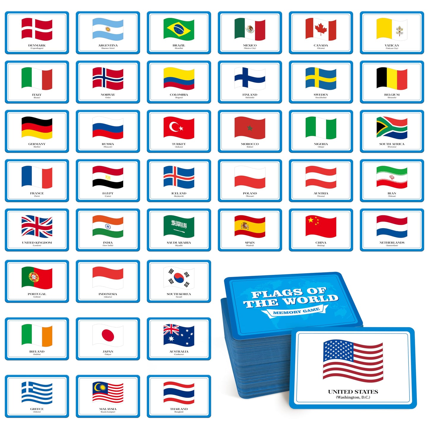 Hebayy 80-Piece Flags of the World Matching Game – Educational Memory & Geography Toy for Kids 3+