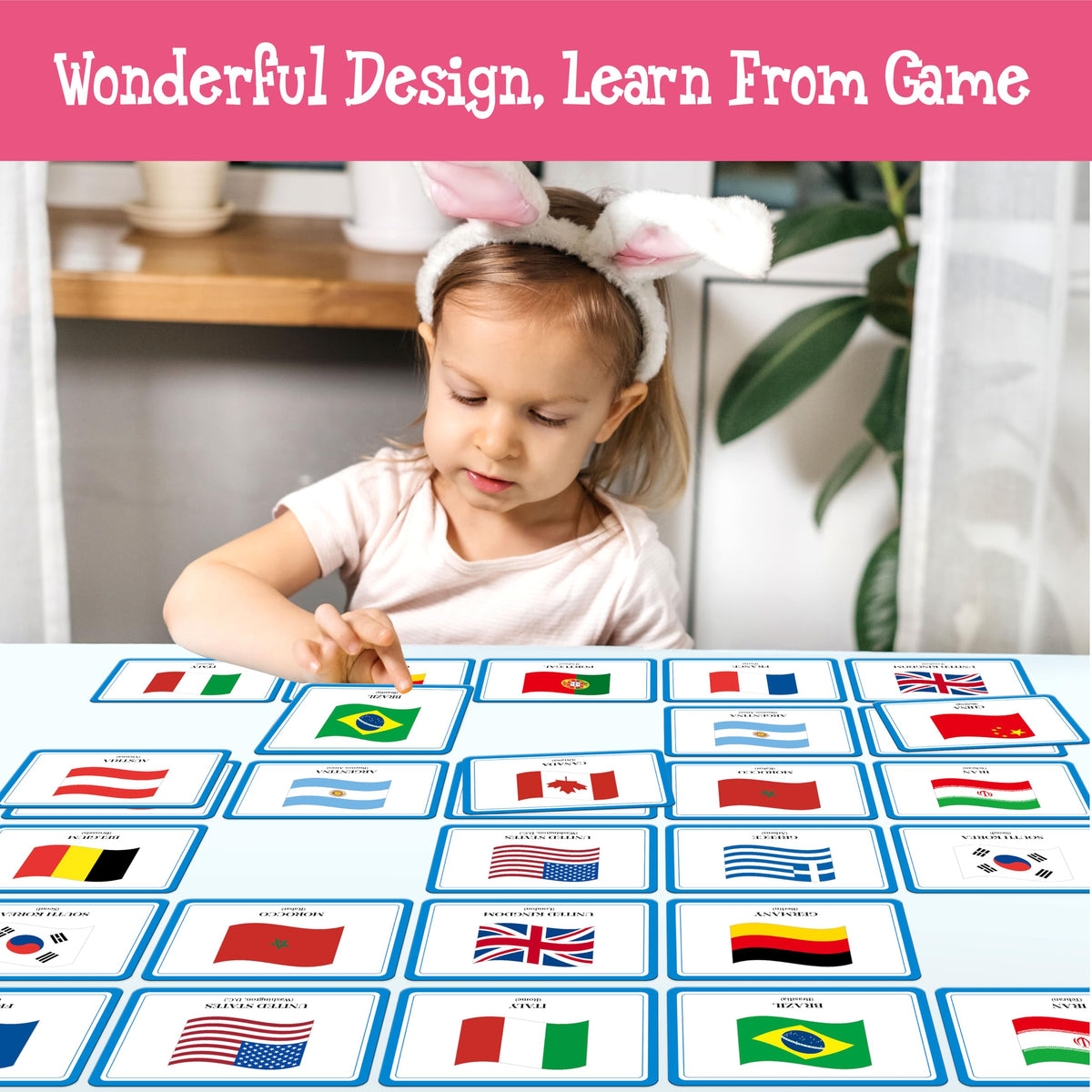 Hebayy 80-Piece Flags of the World Matching Game – Educational Memory & Geography Toy for Kids 3+