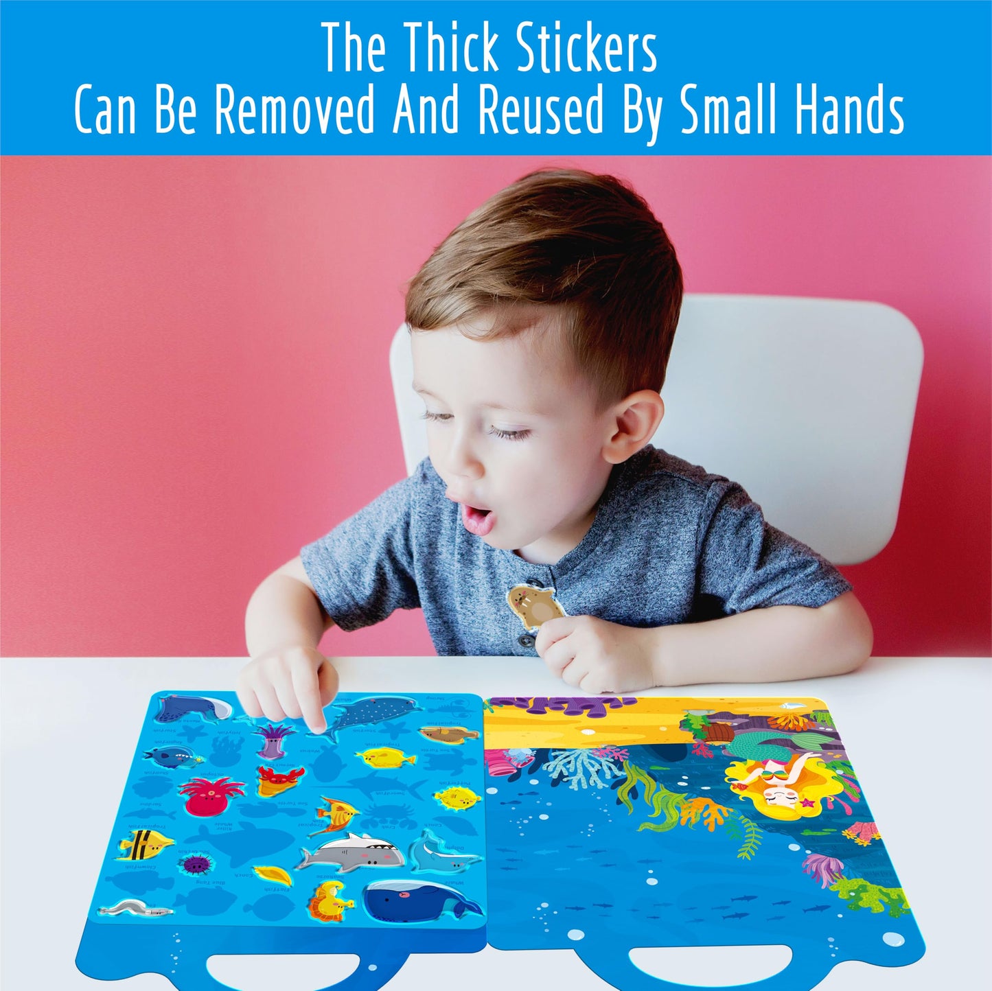 Hebayy Reusable Jelly Sticker Book — 36 Marine Animals Gel Clings for Toddlers